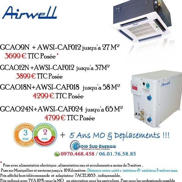 Airwell clim sans groupes extérieur cassette GCAOCAF