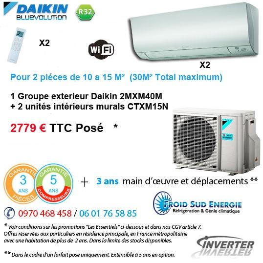 Clim bisplit Daikin 2MXMX40M 2 X CTXM15M