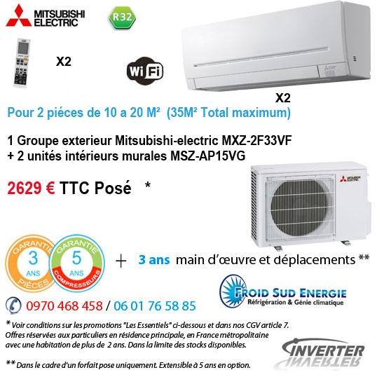 Climatiseur bisplit Mitsubishi electric MXZ 2F33VF