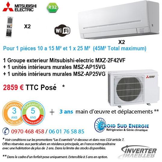Climatisation bisplit Mitsubishi electric MXZ-2F42VF