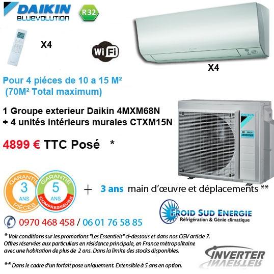 Climatiseur quadrisplit Daikin 4MXM68N 