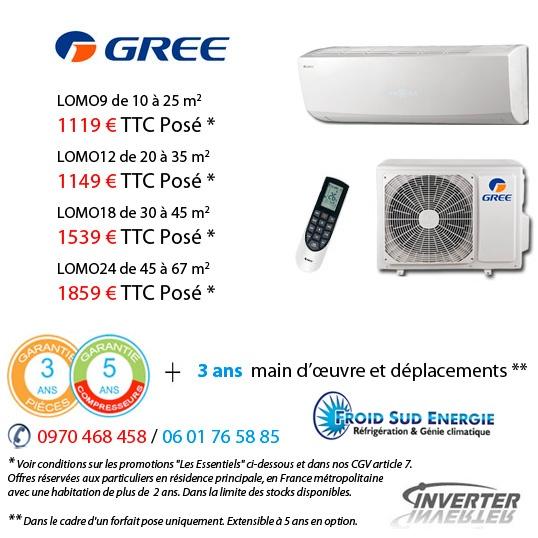 Climatisation Gree réversible LOMO